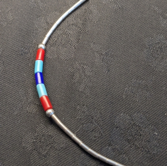 Genuine Liquid Silver Sterling Silver Beads Multicolor Bracelet 7 In - Picture 3 of 7